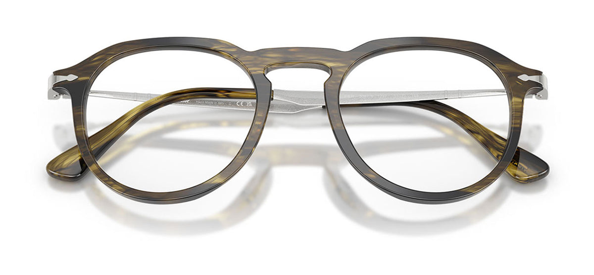 Persol PO3387V Pier Glasses - Striped Black & Olive Green
