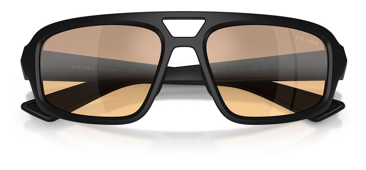 Prada Linea Rossa PS B11SU Sunglasses - Matte Black / Orange Mirror Silver Gradient
