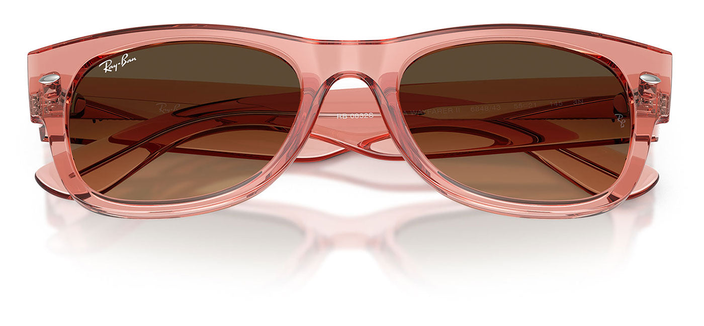 Ray-Ban RB0832S Mega Wayfarer II Sunglasses - Transparent Pink / Light Brown Gradient Black