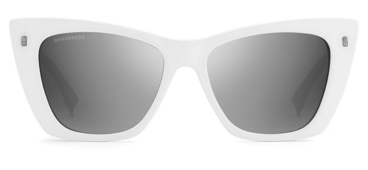 DSQUARED2 ICON 0006/S Sunglasses - White & Black / Grey Gradient Silver Mirror