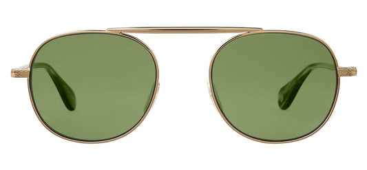 Garrett Leight Van Buren II Sunglasses - Gold Sap Tortoise / Flat Pure Green