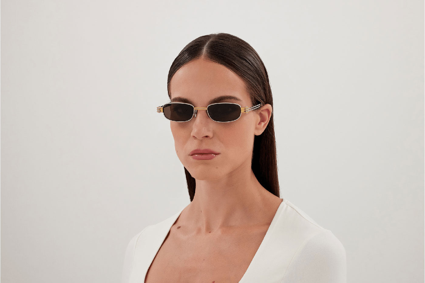 Bottega Veneta BV1381S Sunglasses - Silver / Brown
