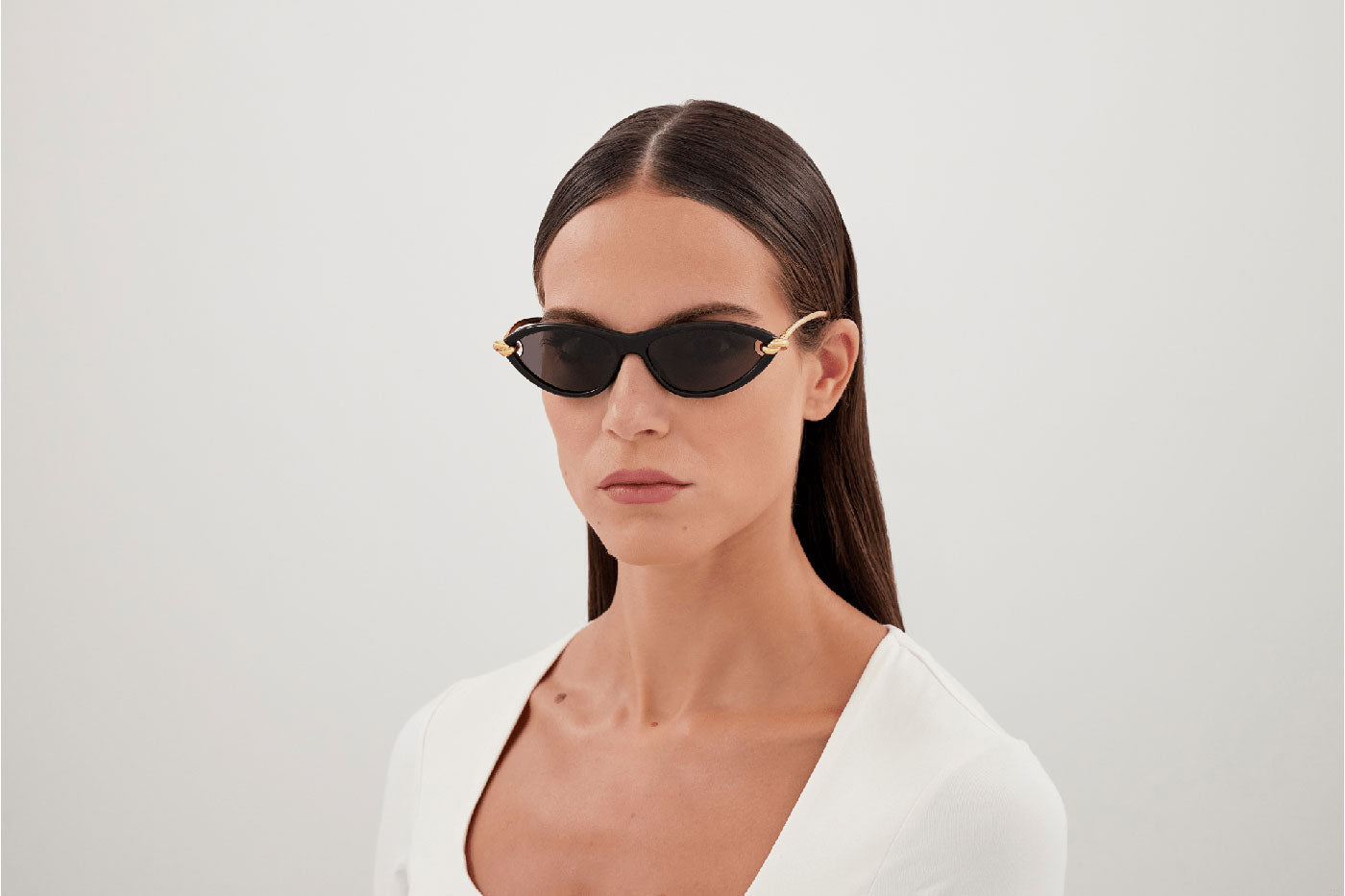 Bottega Veneta BV1390S Sunglasses - Black / Gold / Grey