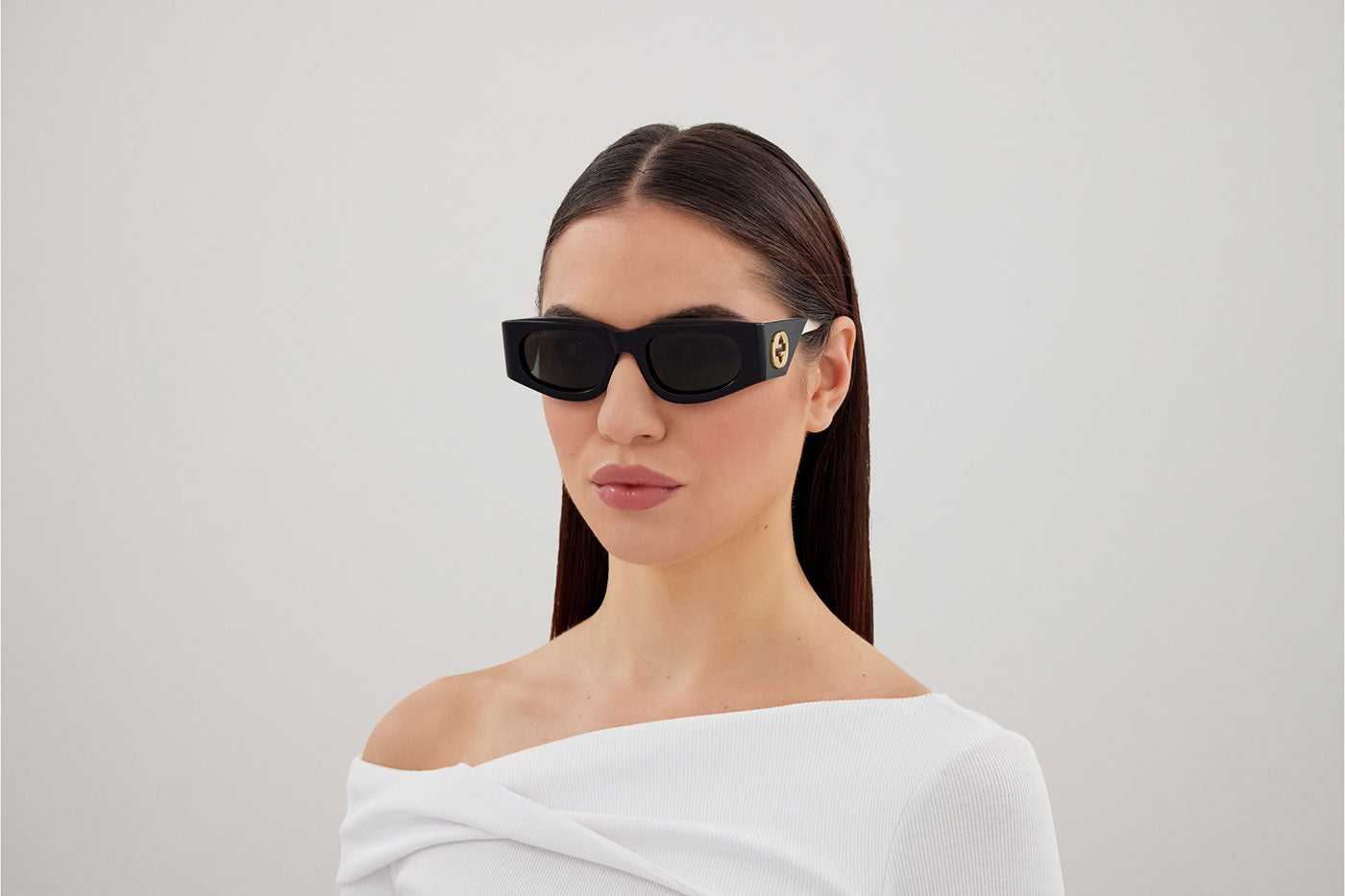 Gucci GG1664S Sunglasses - Black / Ivory / Grey