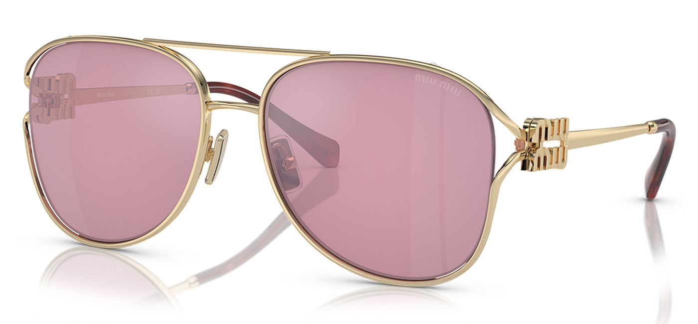 Miu Miu MU 52ZS Sunglasses - Pale Gold / Pink Mirror