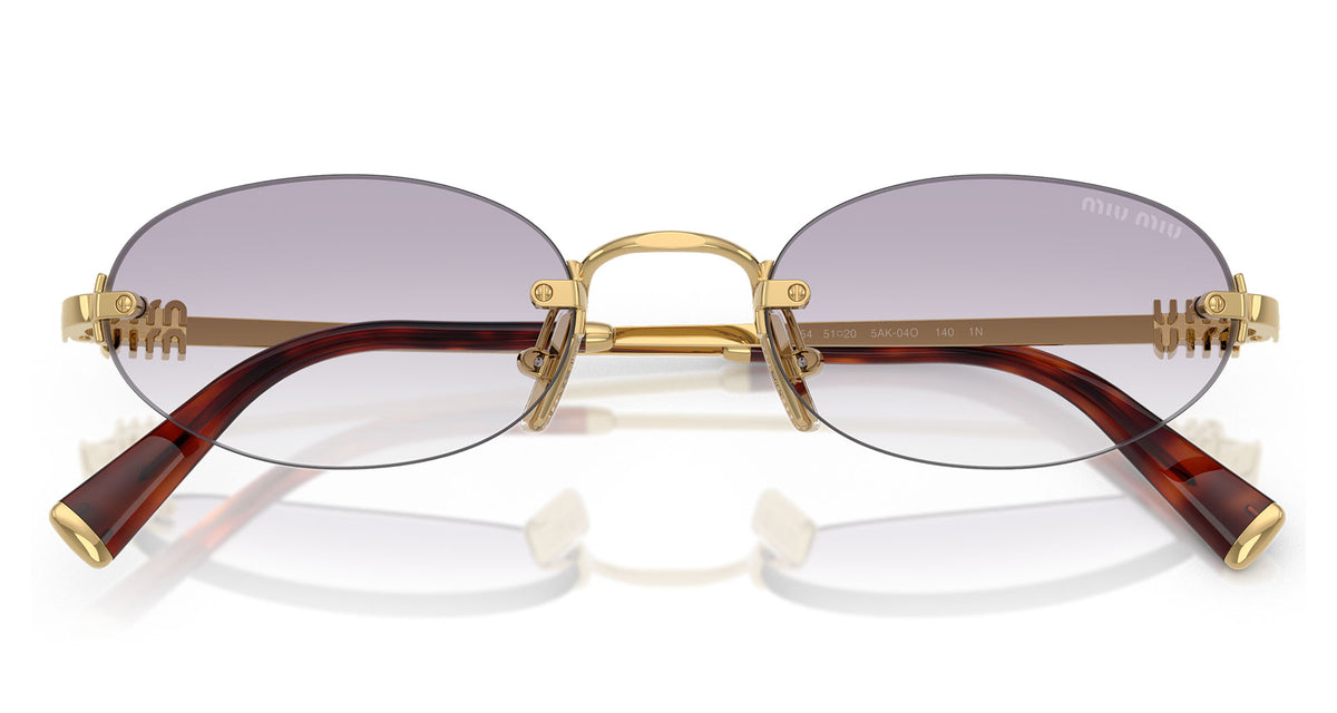 Miu Miu MU A54S Sunglasses - Gold / Dark Grey to Clear Gradient