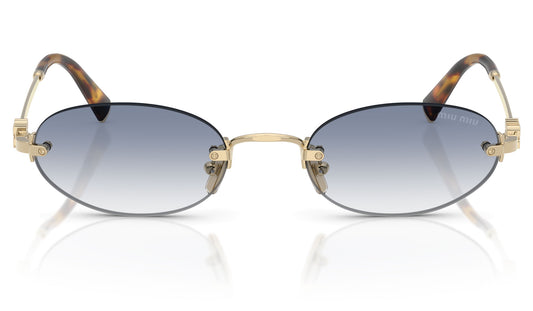 Miu Miu MU A54S Sunglasses - Pale Gold / Clear Gradient Light Blue