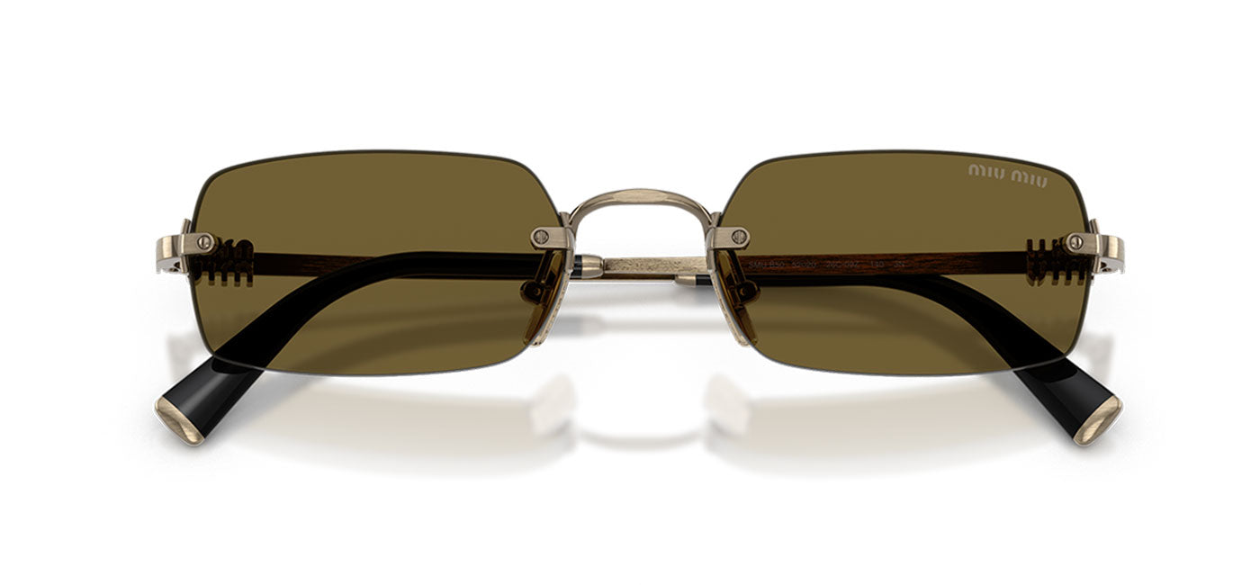 Miu Miu MU B50S Sunglasses - Old Gold / Dark Brown