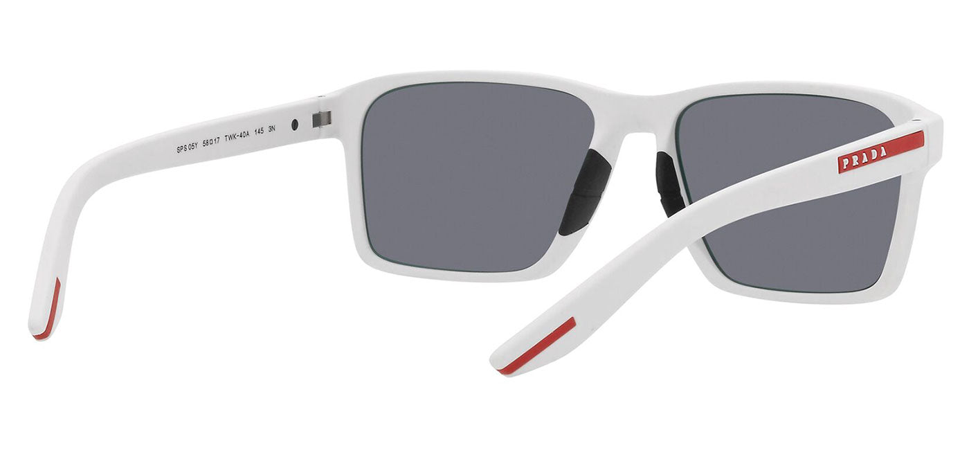 Prada Linea Rossa PS 05YS Sunglasses - White Rubber / Light Blue Mirror Silver