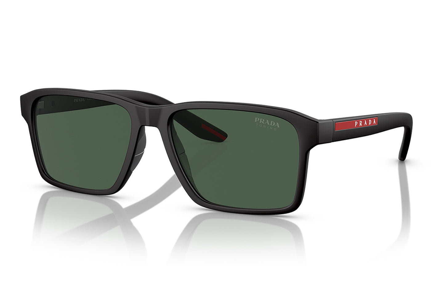 Prada Linea Rossa PS 05YS Sunglasses - Black Rubber / Dark Green Tuning