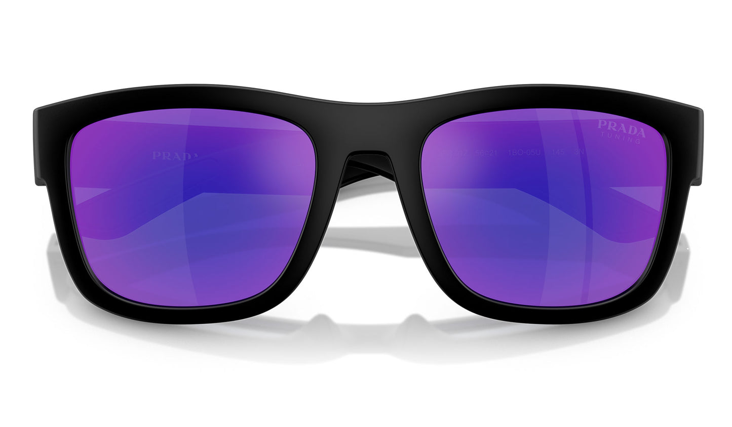 Prada Linea Rossa PS 01ZS Sunglasses - Matte Black / Dark Blue Mirror Violet