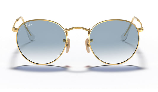 Ray-Ban RB3447N Round Metal Flat Lenses Sunglasses - Gold / Light Blue Gradient