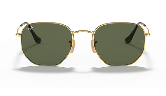 Ray-Ban RB3548N Hexagonal Flat Lens Sunglasses - Gold / Green
