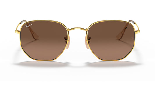 Ray-Ban RB3548N Hexagonal Flat Lens Sunglasses - Arista Gold / Brown Gradient