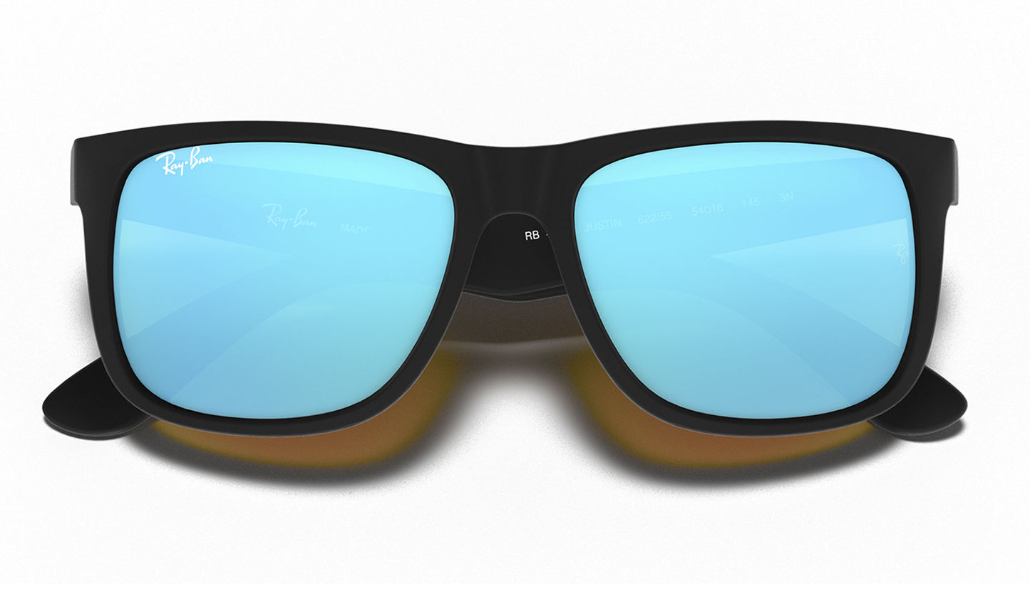 Ray-Ban RB4165 Justin Sunglasses - Rubberised Black / Blue Flash
