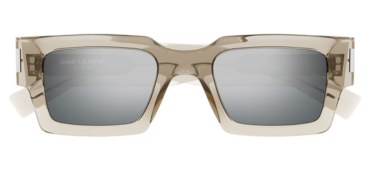 Saint Laurent SL 572 Sunglasses - Beige / Silver Mirror