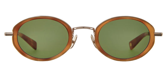 Garrett Leight Alper Sunglasses - Ember Tortoise-Gold / Green