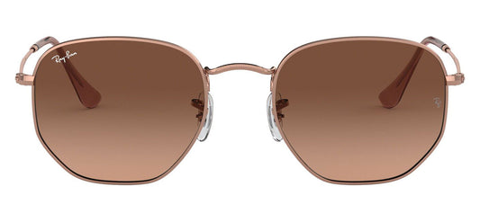 Ray-Ban RB3548N Hexagonal Flat Lens Sunglasses - Copper / Pink Brown Gradient