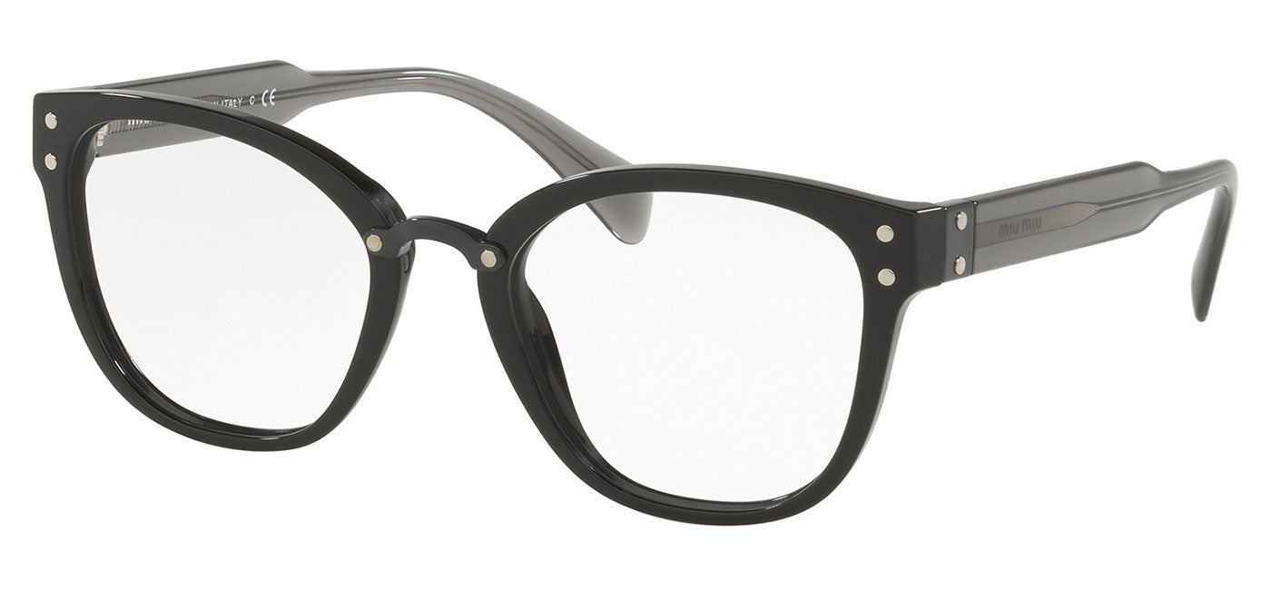 Miu Miu MU 04QV Glasses - Black & Transparent Grey