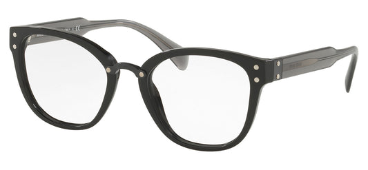 Miu Miu MU 04QV Glasses - Black & Transparent Grey