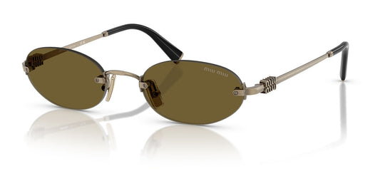 Miu Miu MU A54S Sunglasses - Old Gold / Dark Brown