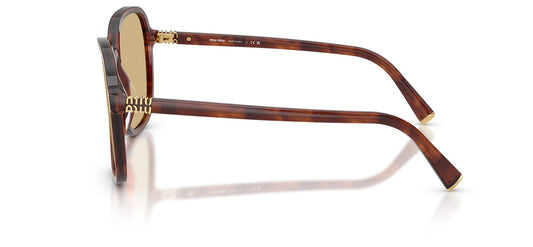 Miu Miu MU B01S Sunglasses - Striped Tobacco / Yellow