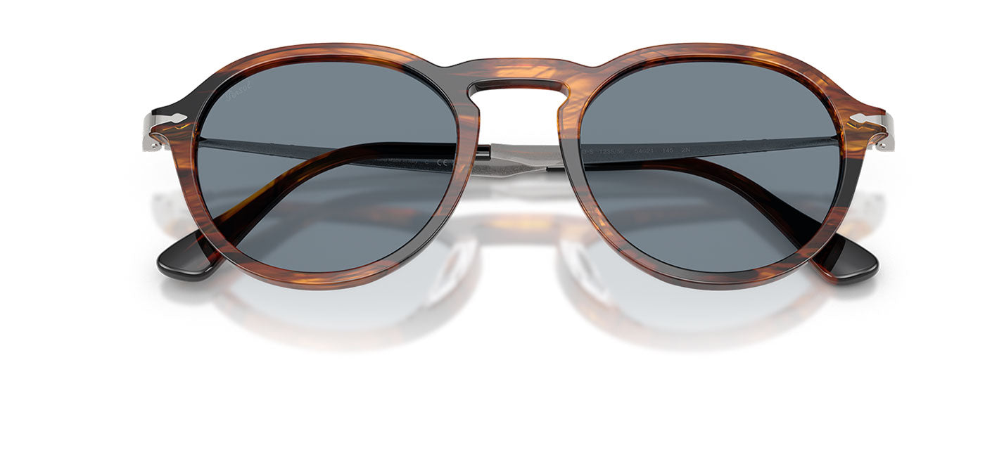 Persol PO3383S Sunglasses - Striped Black & Brown / Light Blue