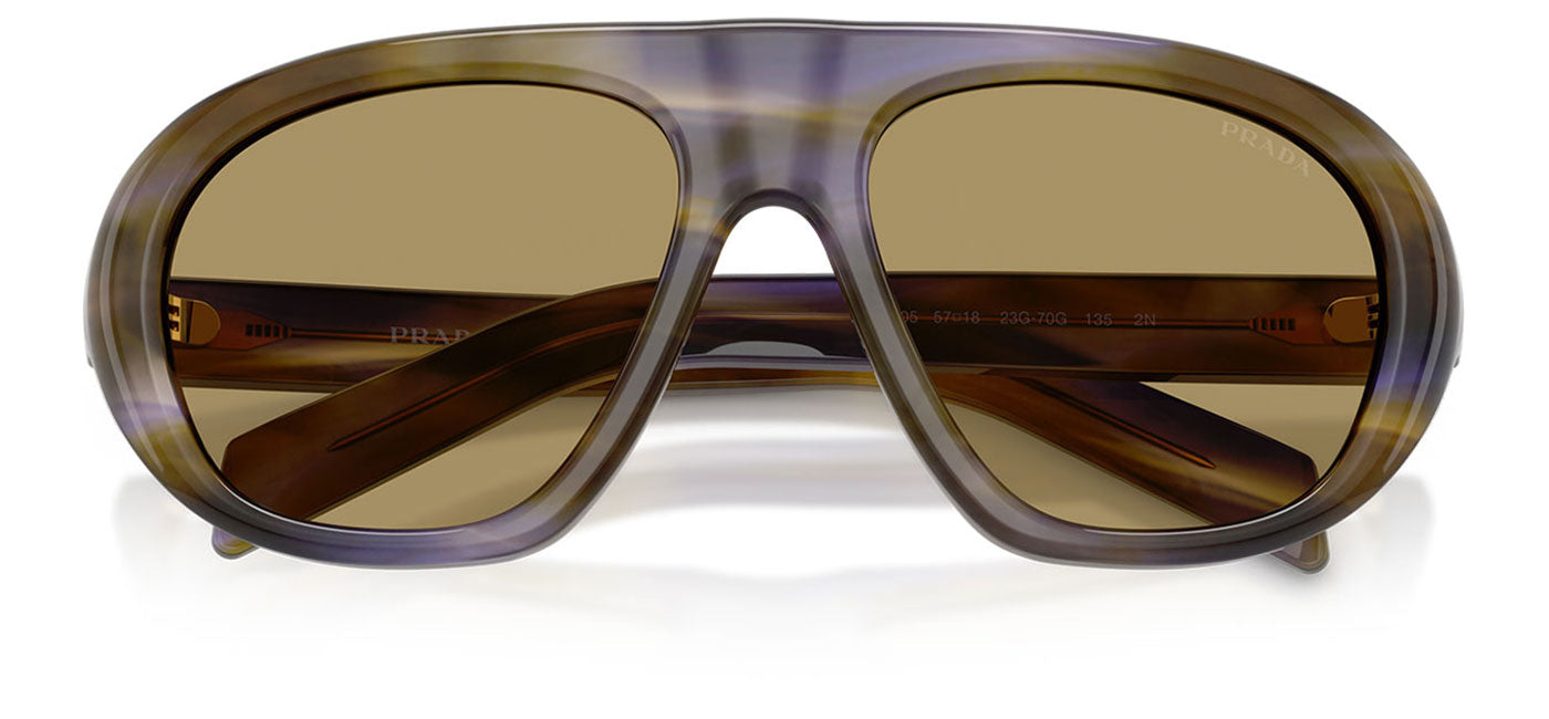 Prada PR C05S Sunglasses - Striped Laguna / Green Olive