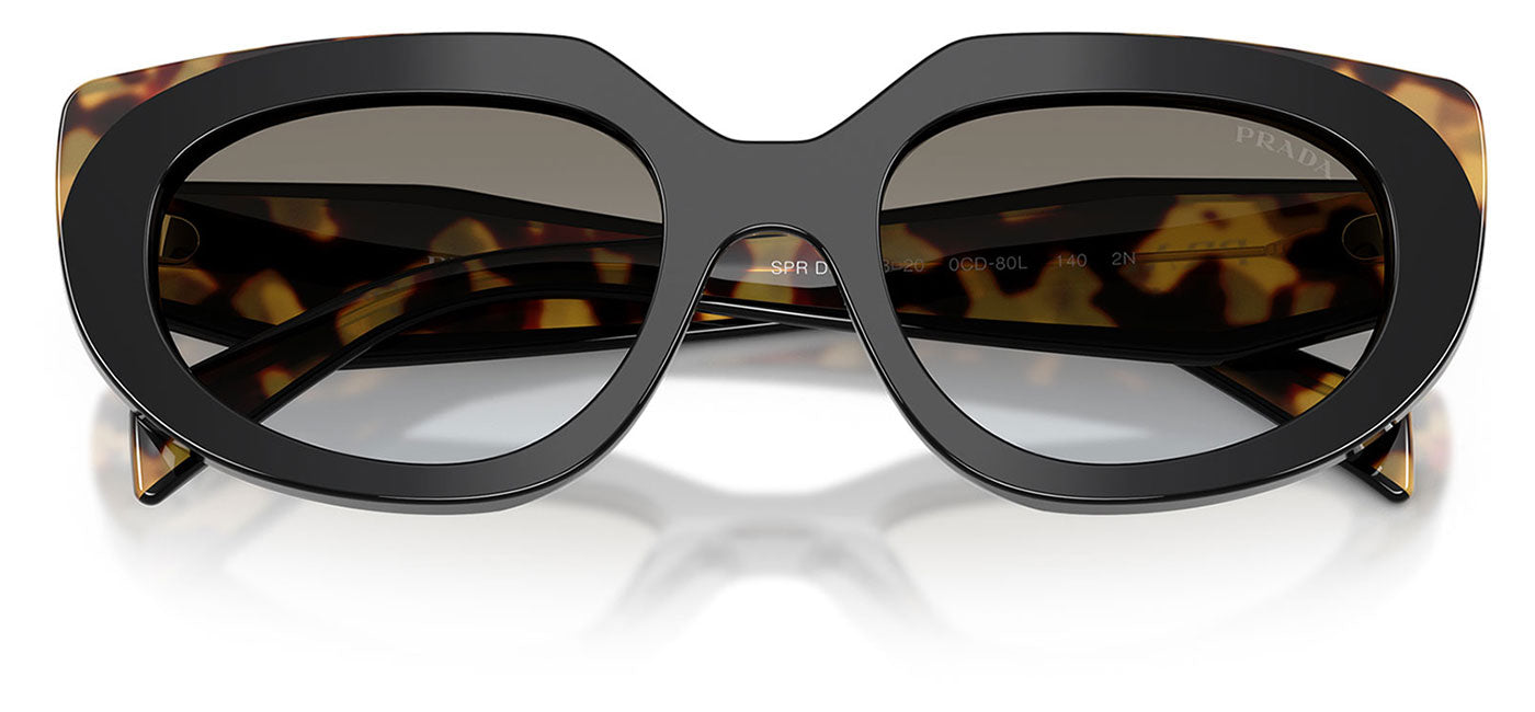 Prada PR D02S Sunglasses - Black & Medium Tortoise / Grey Gradient