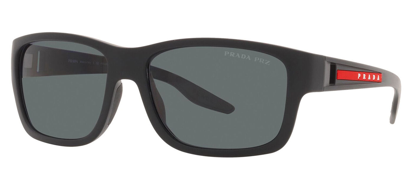 Prada Linea Rossa PS 01WS Sunglasses - Black Rubber / Dark Grey Polarised