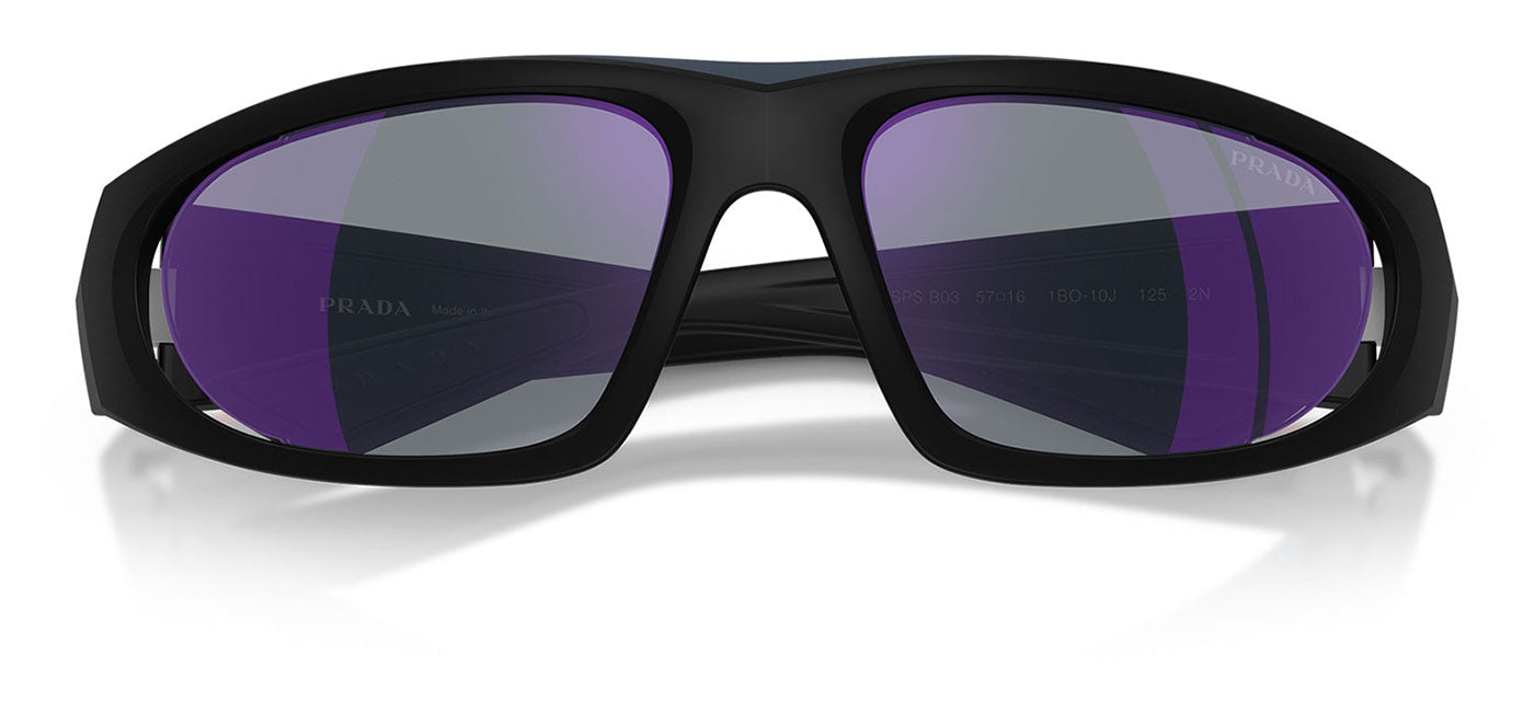 Prada Linea Rossa PS B03S Sunglasses - Matte Black / Dark Blue Mirror Violet