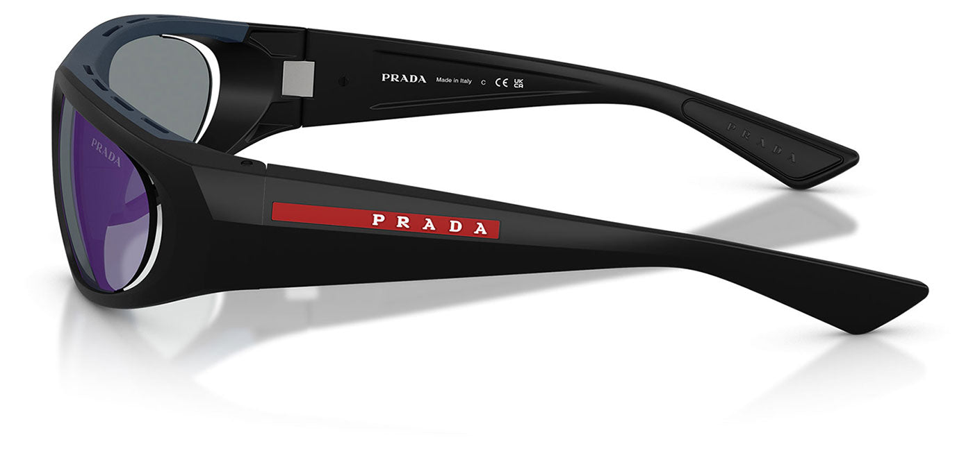 Prada Linea Rossa PS B03S Sunglasses - Matte Black / Dark Blue Mirror Violet