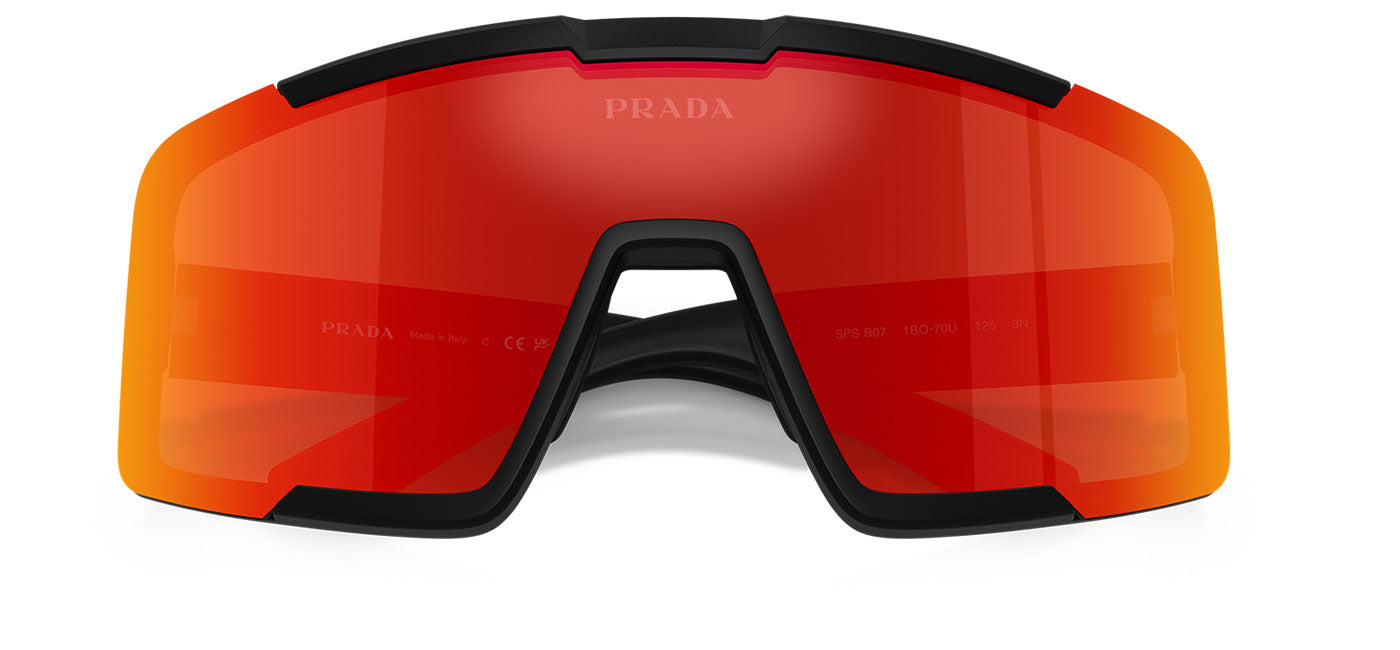 Prada Linea Rossa PS B07S Sunglasses - Matte Black / Dark Brown Mirror