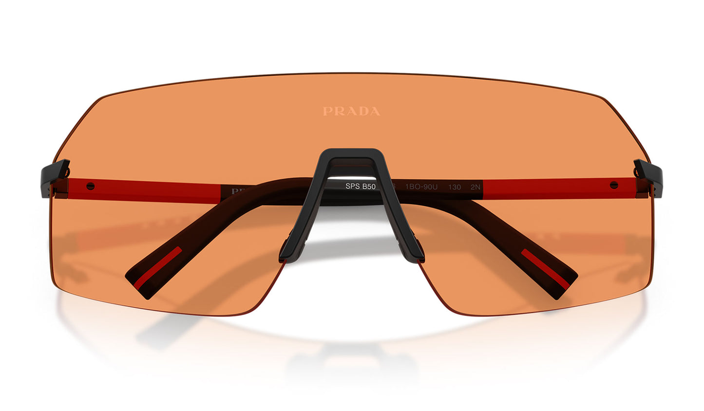 Prada Linea Rossa PS B50S Sunglasses - Black / Orange