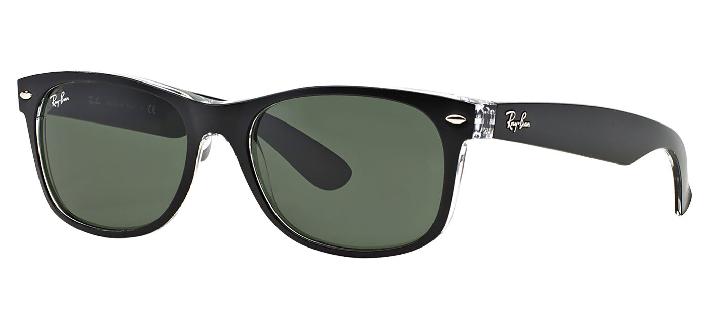 Ray-Ban RB2132 New Wayfarer Sunglasses - Black on Transparent / Green