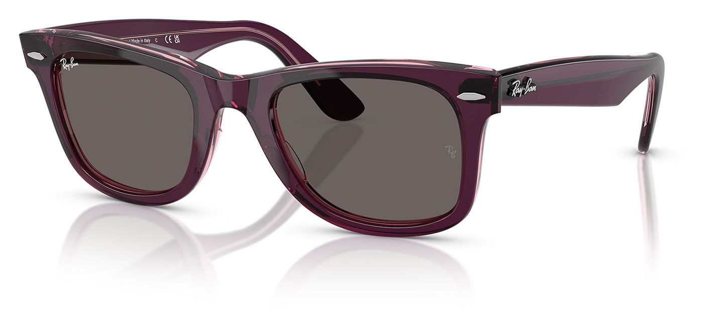 Ray-Ban RB2140 Original Wayfarer Sunglasses - Violet On Transparent Pink / Dark Grey
