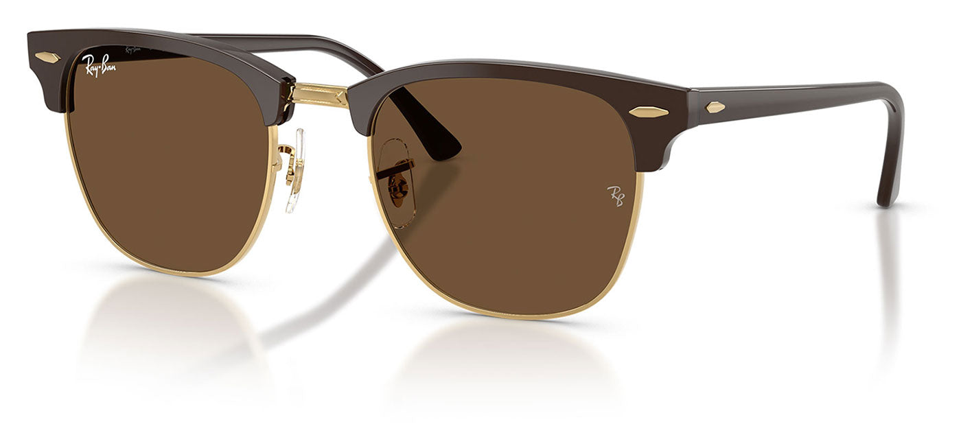 Ray-Ban RB3016 Clubmaster Sunglasses - Brown & Gold / Dark Brown