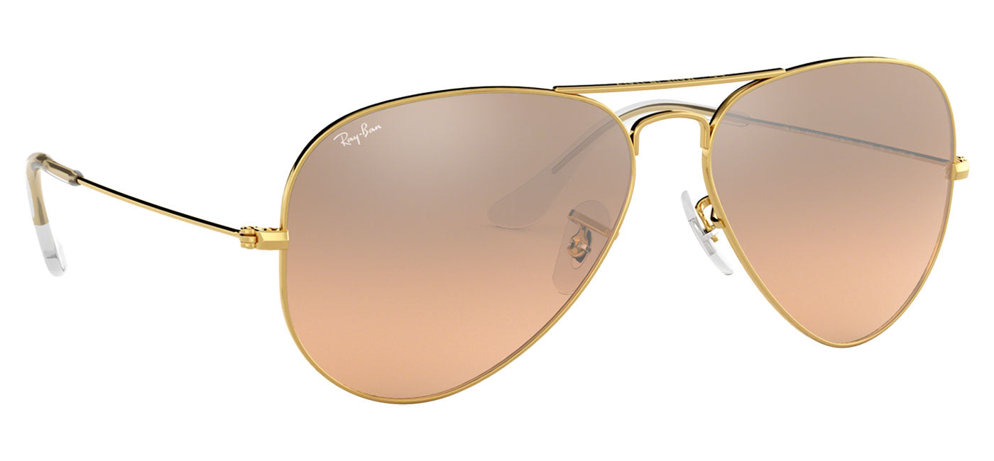 Ray-Ban RB3025 Aviator Sunglasses - Gold / Brown Pink Gradient Silver Mirror
