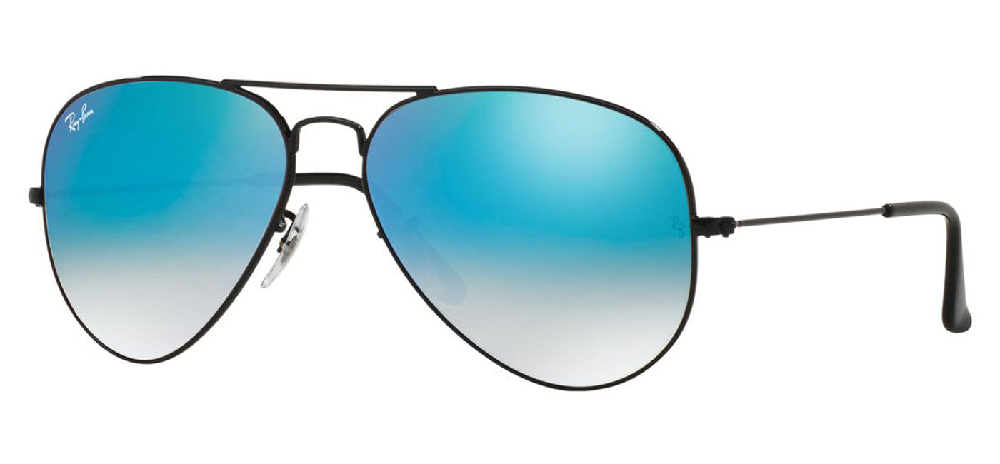 Ray-Ban RB3025 Aviator Sunglasses - Black / Blue Gradient Flash