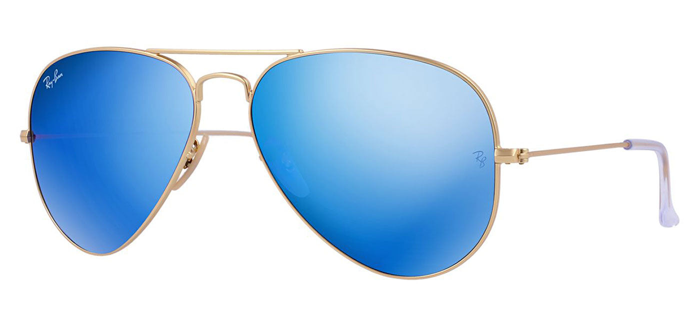 Ray-Ban RB3025 Aviator Sunglasses - Matte Gold / Blue Flash