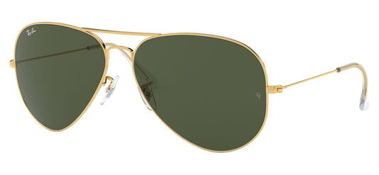 Ray-Ban RB3026 Aviator Large Metal II Sunglasses - Gold / Green