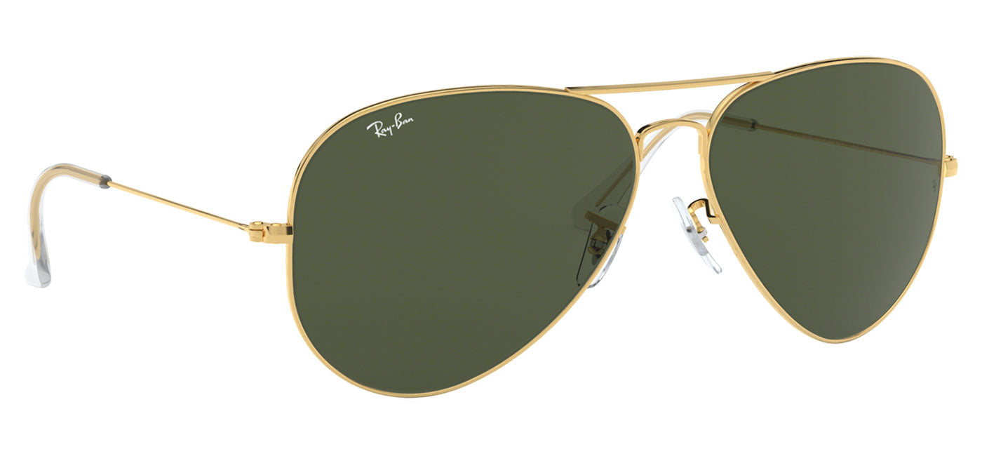 Ray-Ban RB3026 Aviator Large Metal II Sunglasses - Gold / Green