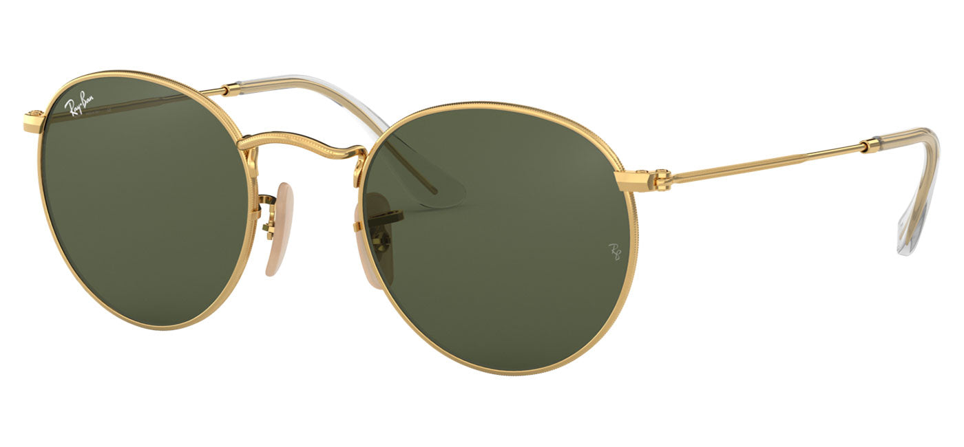 Ray-Ban RB3447N Round Metal Flat Lenses Sunglasses - Gold / Green