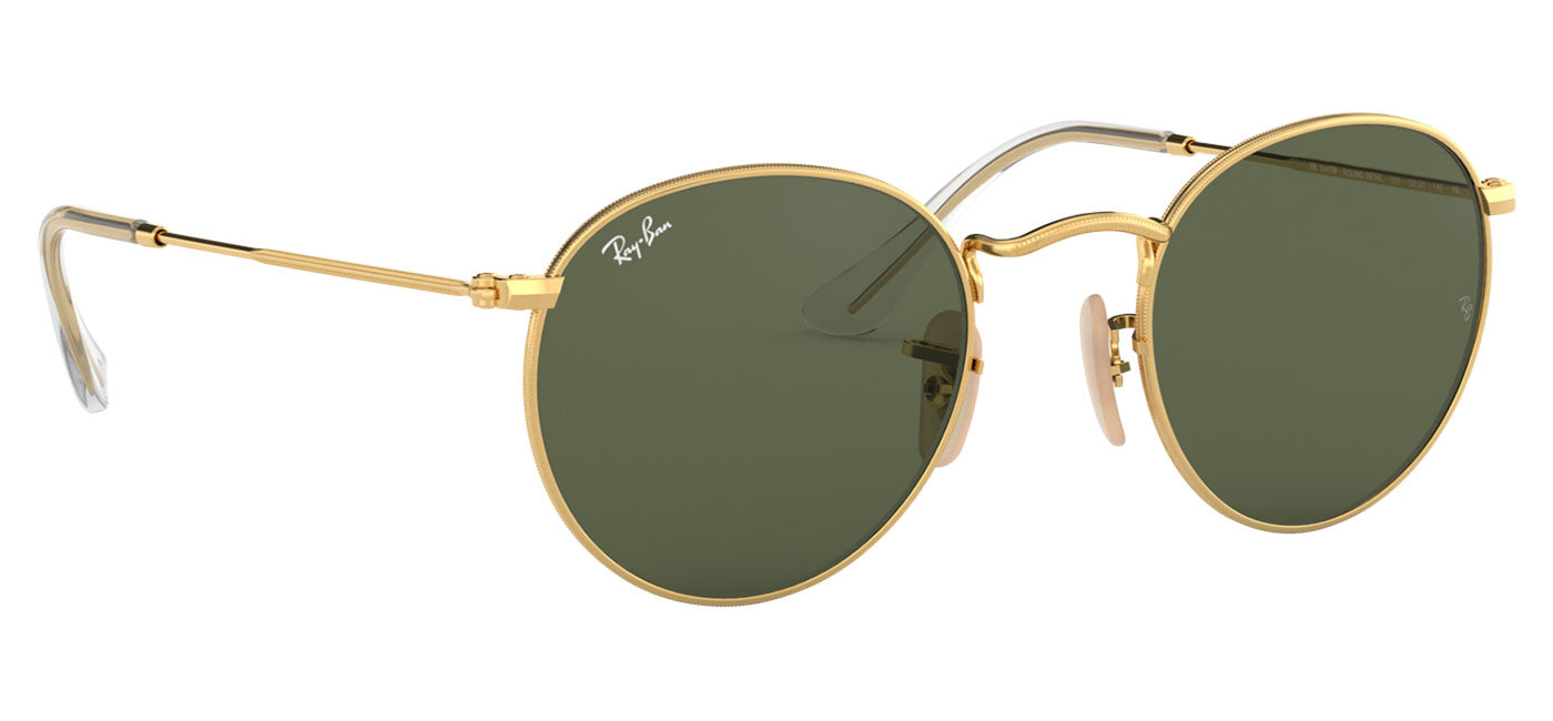 Ray-Ban RB3447N Round Metal Flat Lenses Sunglasses - Gold / Green