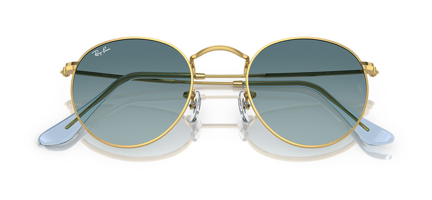 Ray-Ban RB3447 Round Metal Sunglasses - Gold / Blue Gradient Grey
