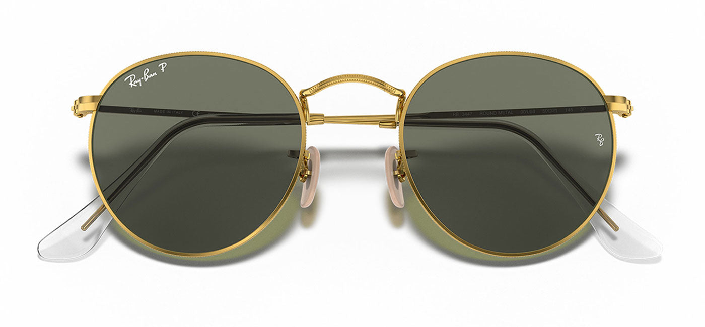 Ray-Ban RB3447 Round Metal Sunglasses - Arista Gold / Green Polarised