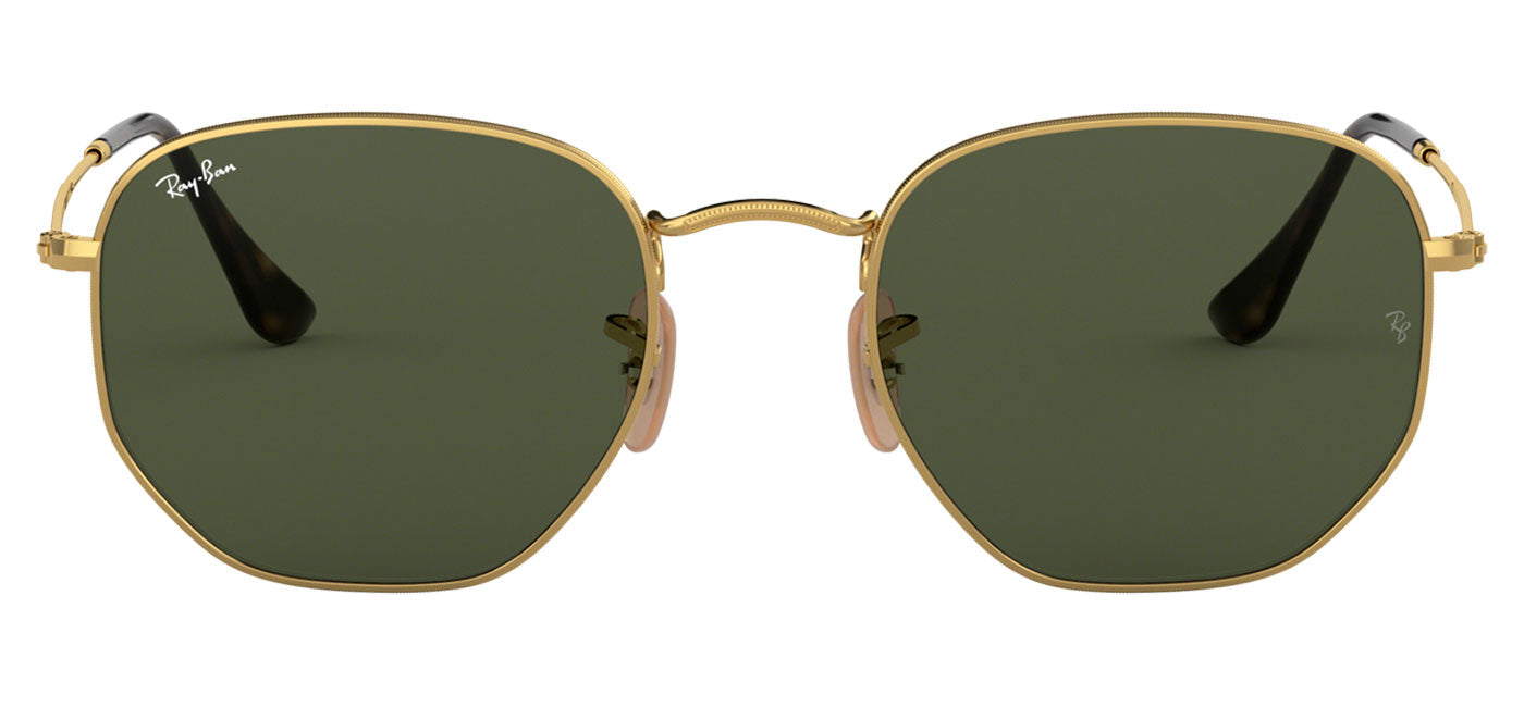 Ray-Ban RB3548N Hexagonal Flat Lens Sunglasses - Gold / Green