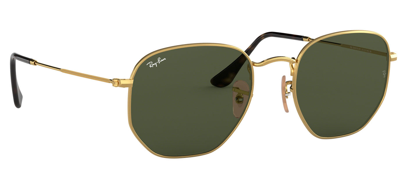 Ray-Ban RB3548N Hexagonal Flat Lens Sunglasses - Gold / Green