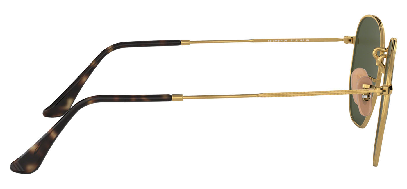 Ray-Ban RB3548N Hexagonal Flat Lens Sunglasses - Gold / Green
