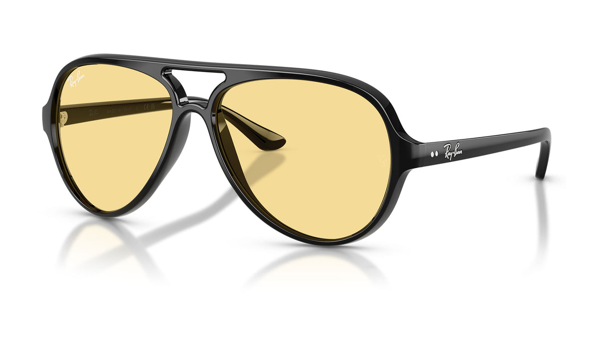 Ray-Ban RB4125 Cats 5000 Sunglasses - Polished Black / Yellow
